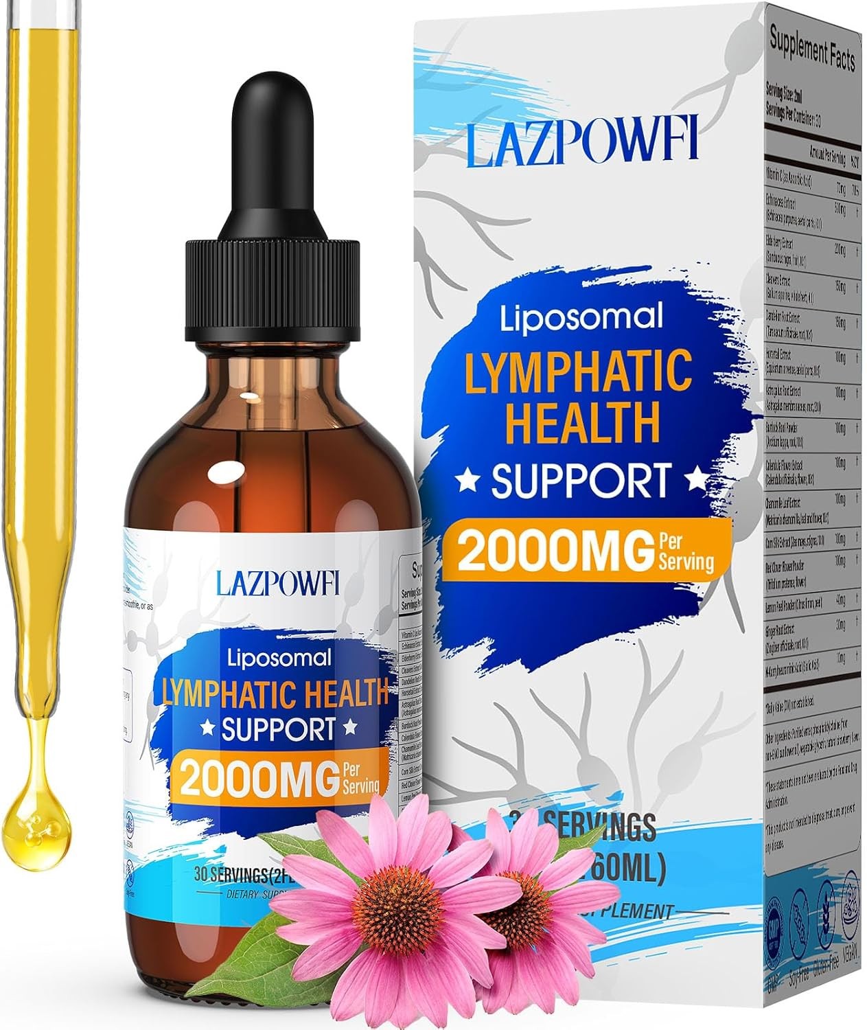 Lymphatic Drainage Drops Liposomal Supplements Echinacea 500mg Drops 2 fl oz