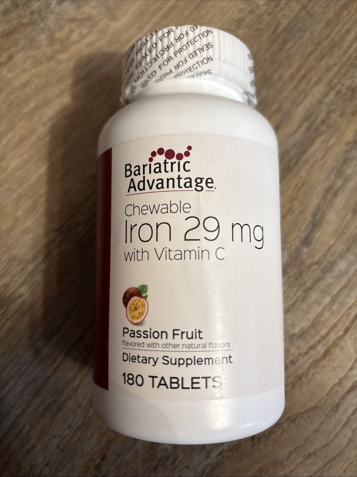Bariatric Advantage Chewable Iron 29mg 180Tabs Passion Fruit Exp 11/2026