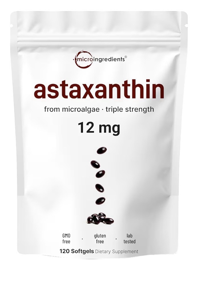 Micro Ingredients Astaxanthin 12mg From Microalgae Triple Strength 120 Softgels