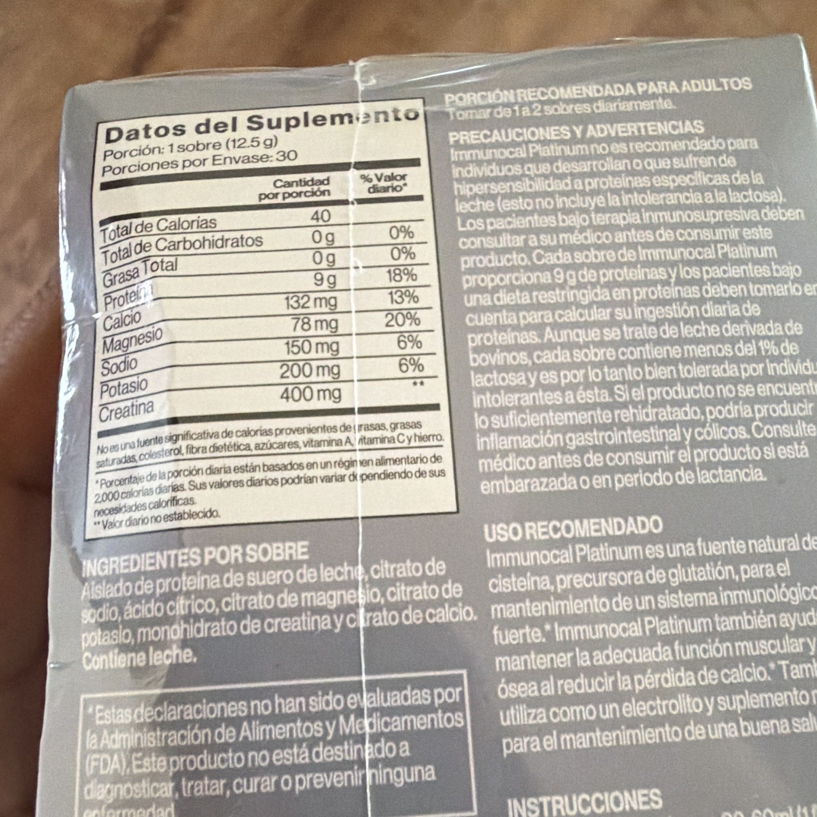Immunocal Platinum Whey Protein Powder Immune Support 30 Sachets Exp 07/2028