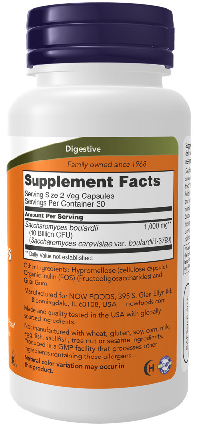 NOW Foods Saccharomyces Boulardii, 60 Veg Capsules 3/26
