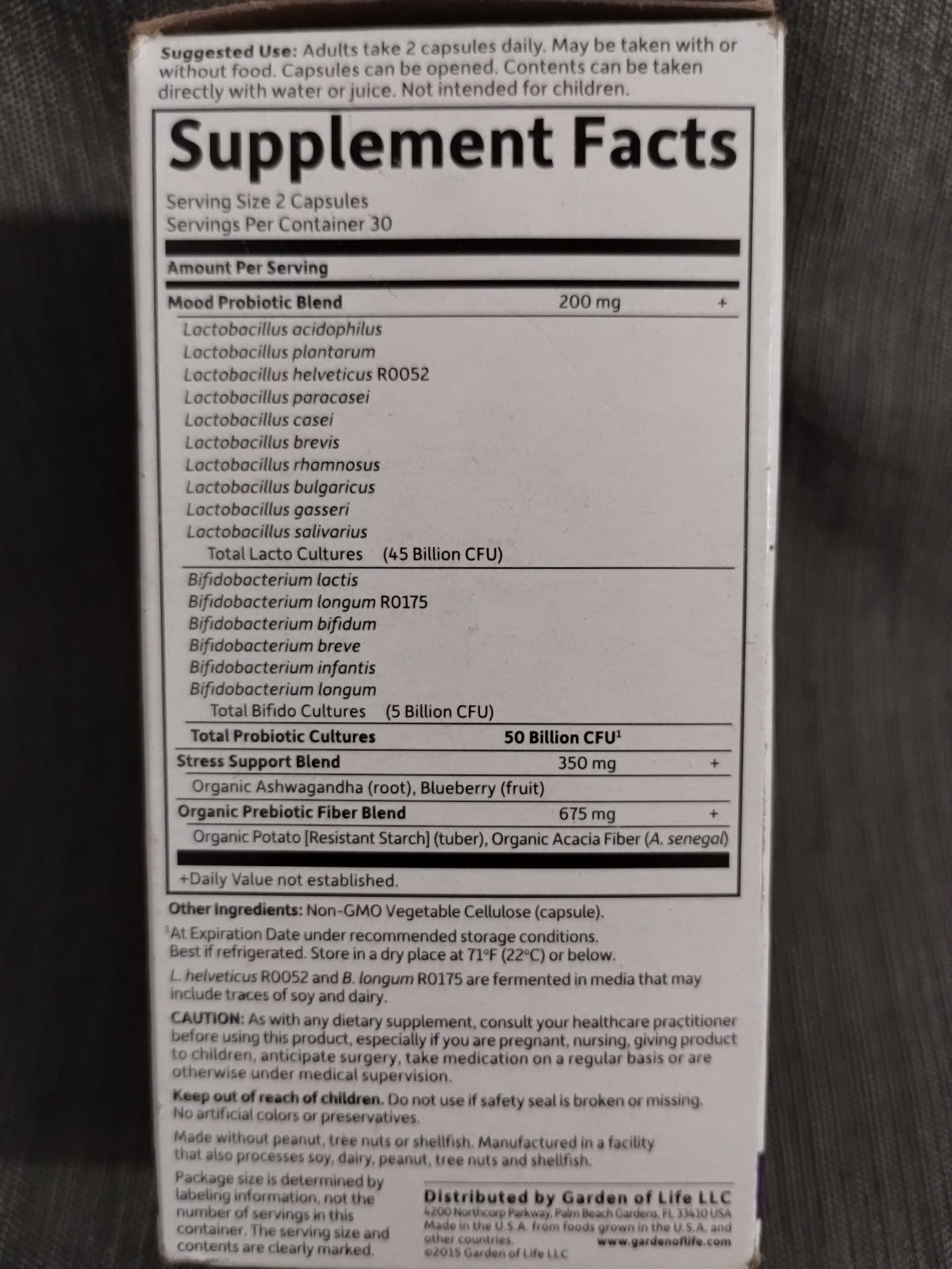 Garden of Life Probiotics Mood+ Digestive+ Immune System 60 Capsules – 06/27+