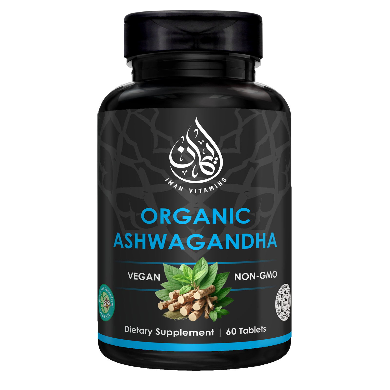 Iman Vitamins Halal Ashwagandha, Organic, Vegan, Sleep & Mood Support, 60 Count