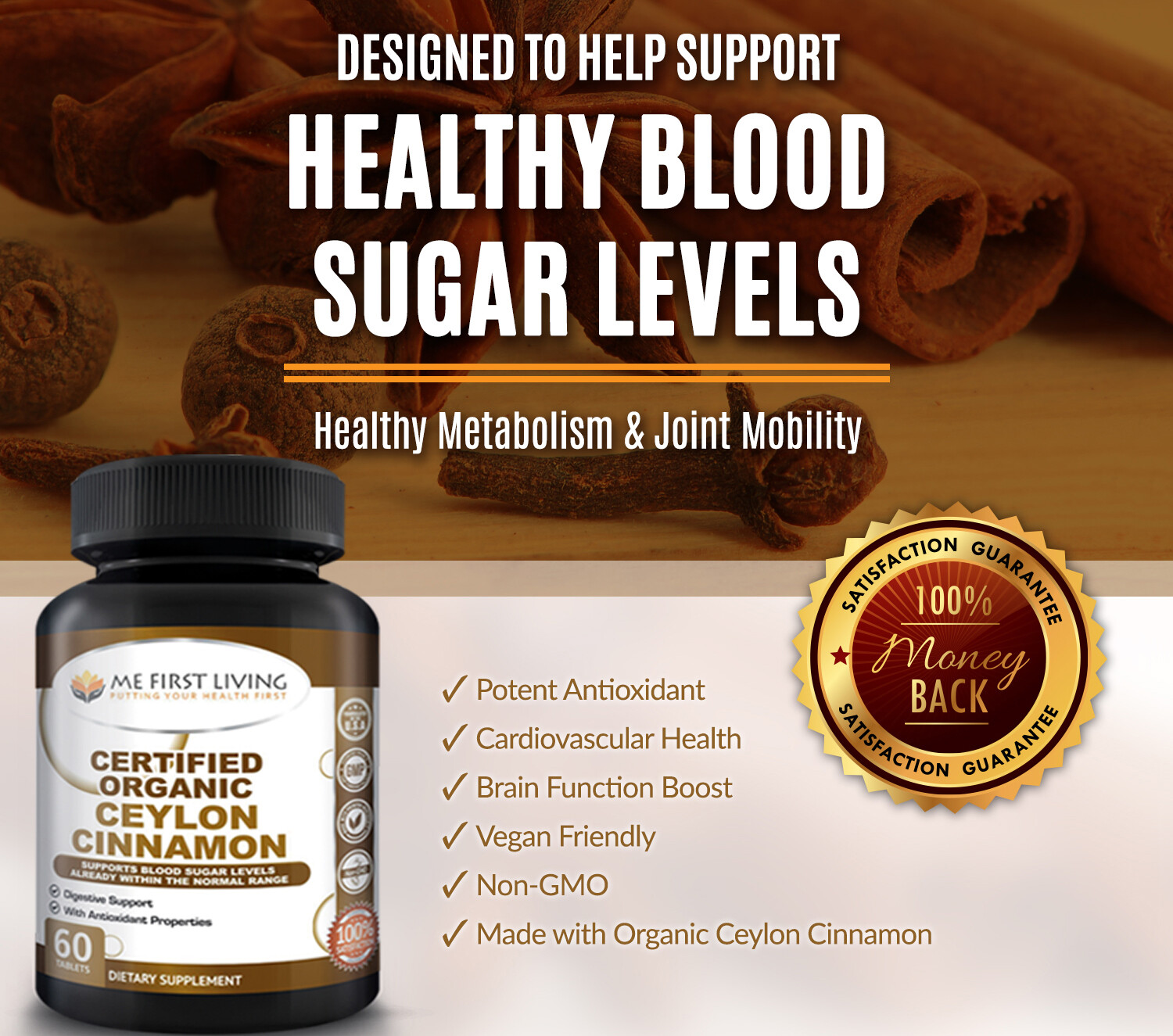 Me First Living Certified Organic Ceylon Cinnamon Supplement