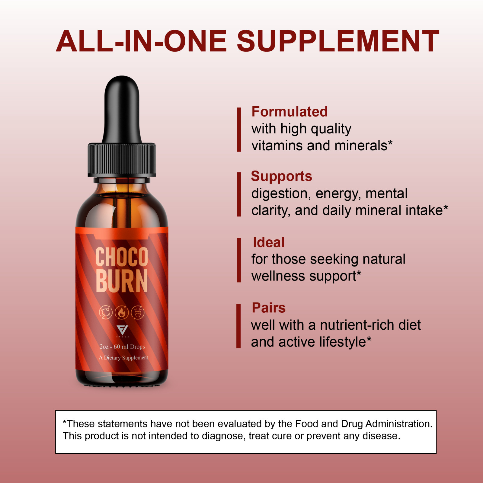 (5 Pack) Choco Burn Premium Weight Management Liquid Drop Supplement (10oz)