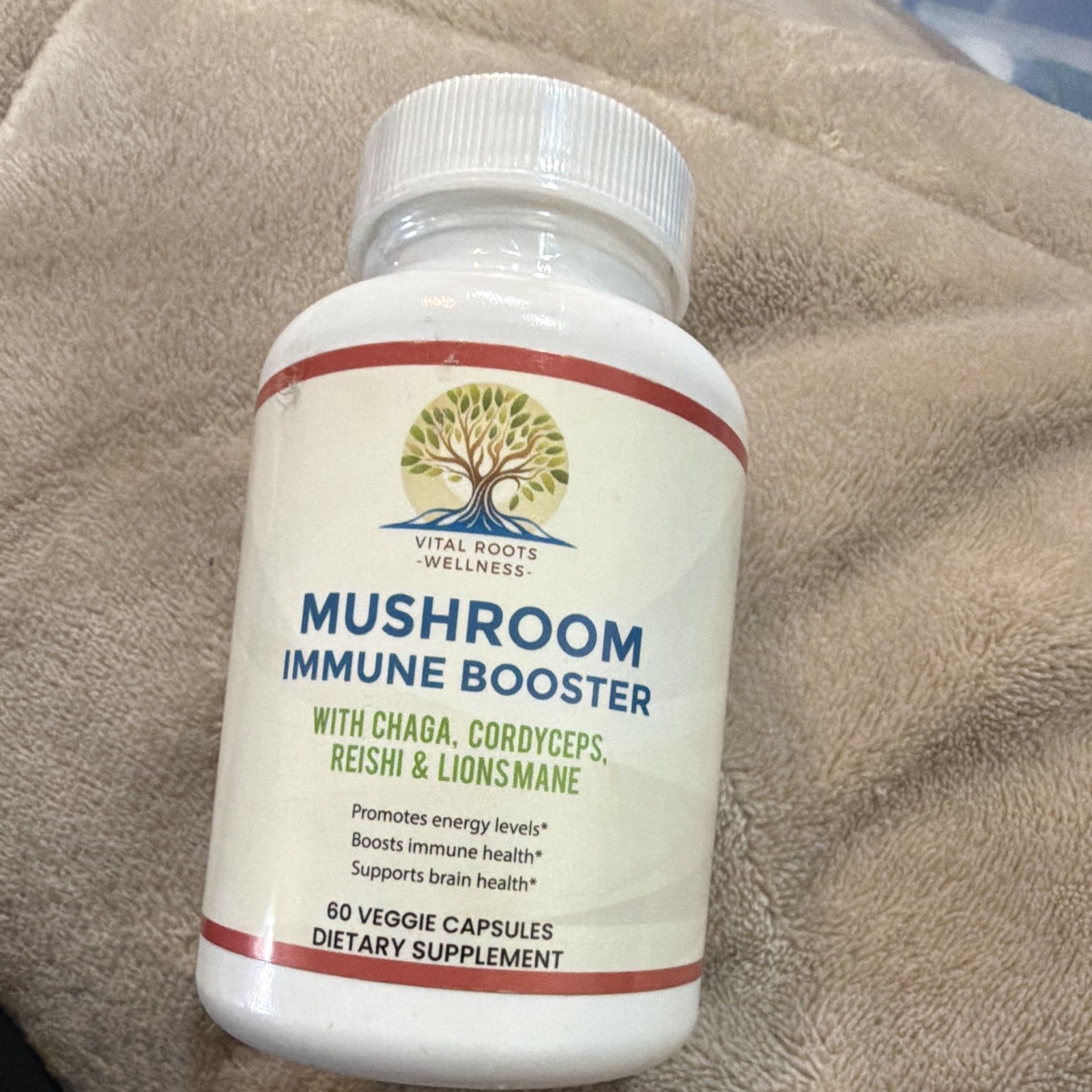 Vital Roots Wellness Mushroom Immune Booster 60 Caps Chaga Exp 12/2025