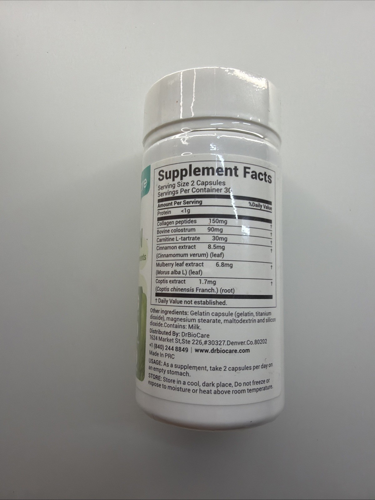 DrBioCare Living Collagen L-Carnitine Capsules 60ct Non-GMO Gluten-Free