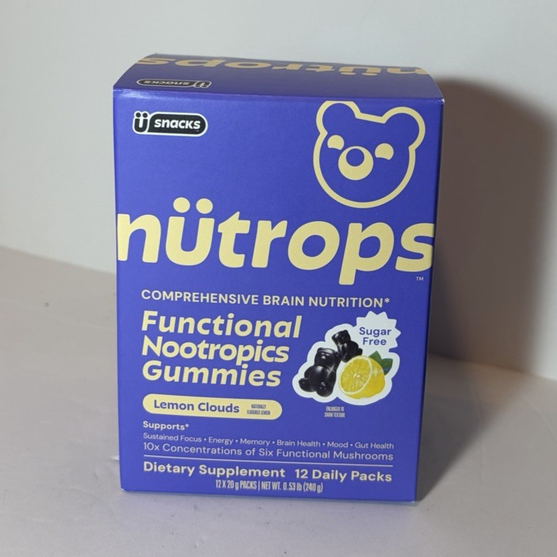 nütrops Nootropic Gummies Brain & Cognitive Health Lemon Clouds Sugar-Free 12