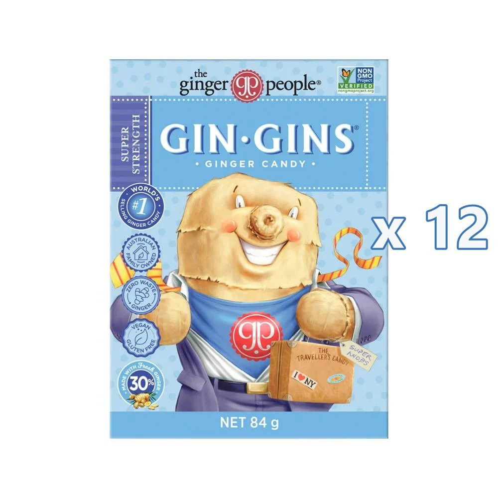 12 x The Ginger People Gin Gins Ginger Candy Super Strength 84g