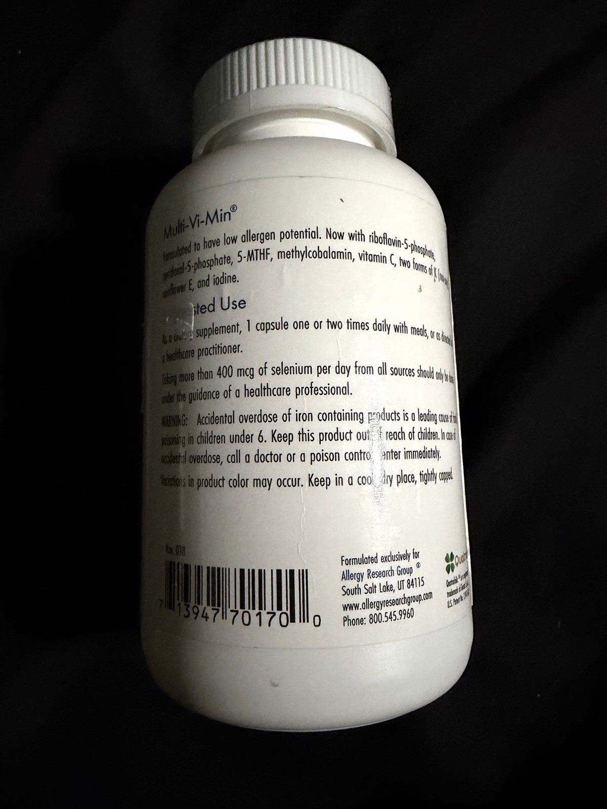 Allergy Research Group – Multi-Vi-Min – 150 Vegetarian Capsules – Exp 07/2026