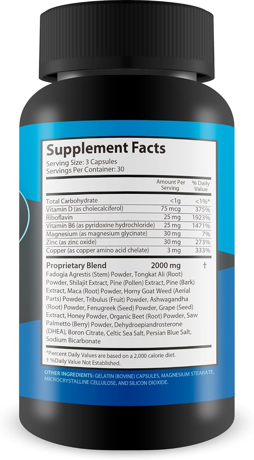 Testosterone Booster for Men Energy Strength & Stamina Support Capsules 90ct