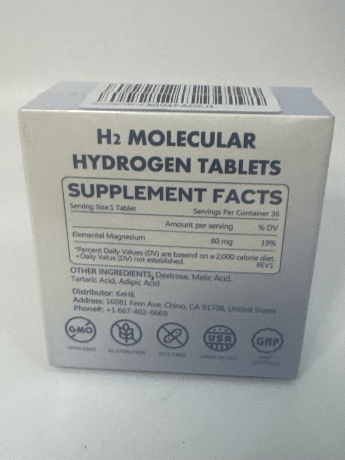 KeHE Hydrogen Molecular Water Tablets 36 Effervescent 80mg Magnesium No GMO 0727