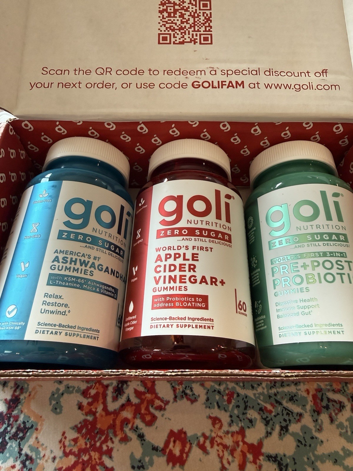 Goli Gummies Bundle 3 Bottles New Sealed Ashwagandha ACV Probiotic Exp 2027