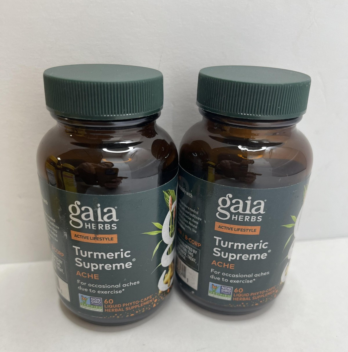 Gaia 2pk Herbs Turmeric Supreme Ache 60 Caps Exp 8/27 Joint Muscle Support