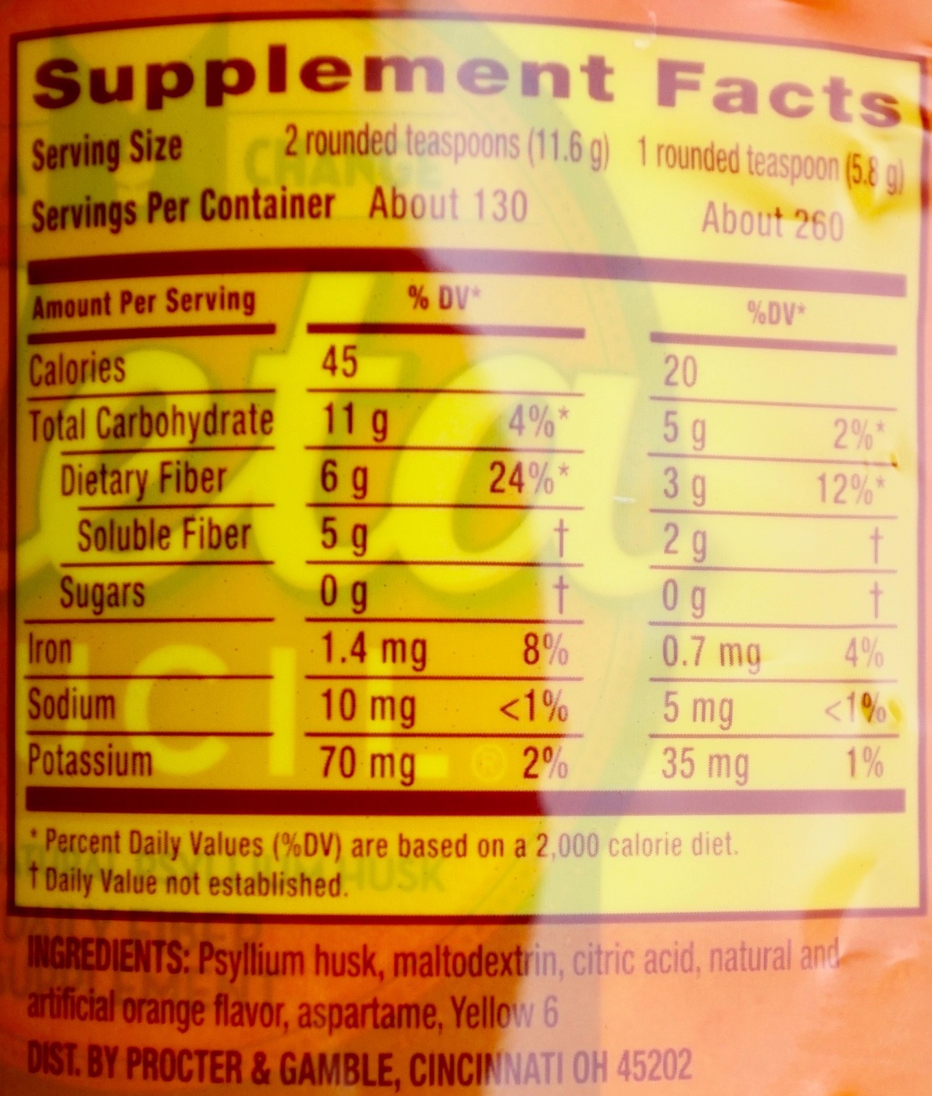 Metamucil Sugar-Free Orange Smooth Psyllium Husk Fiber Powder, 26.6 or 53.2 OZ