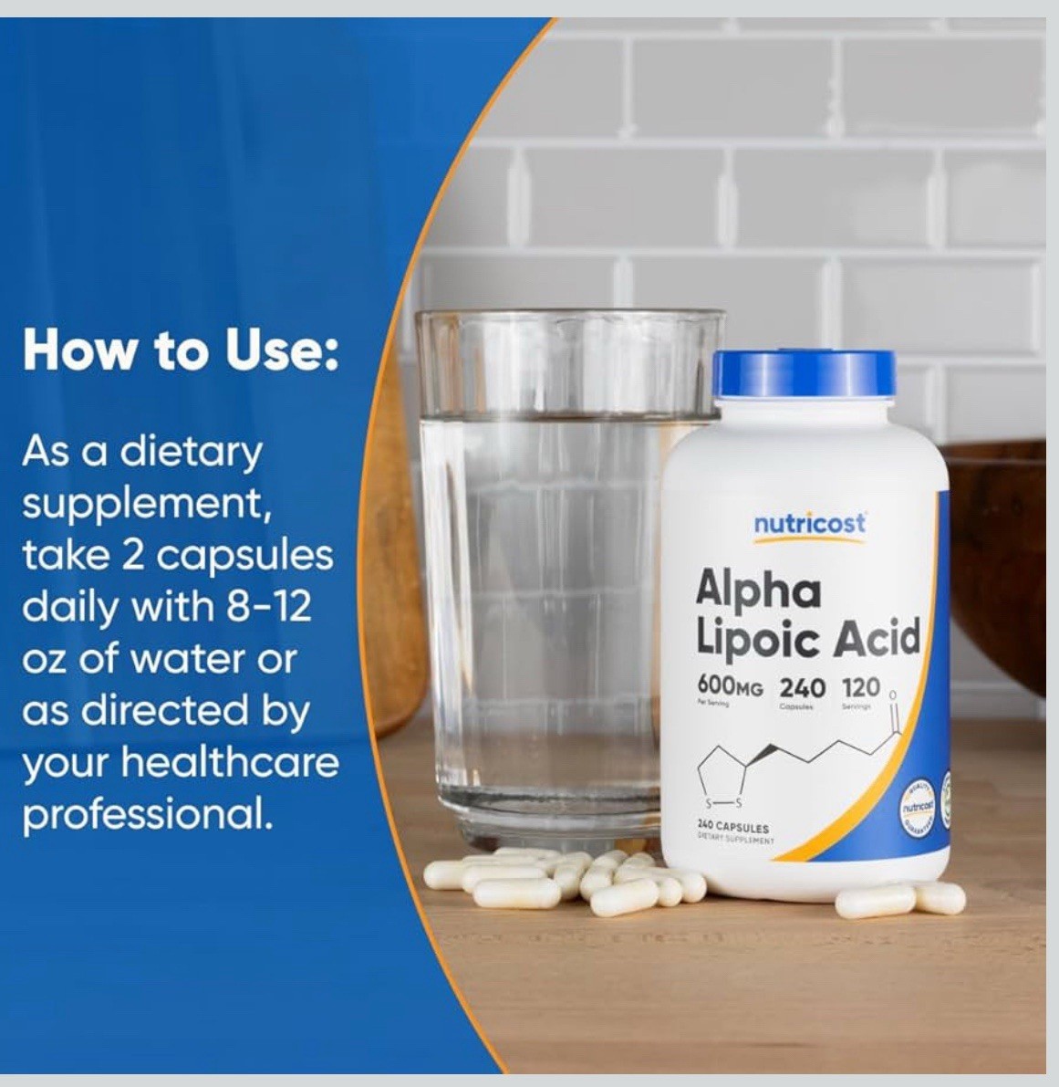 Nutricost Alpha Lipoic Acid – 600mg Per Serving – 240 Capsules