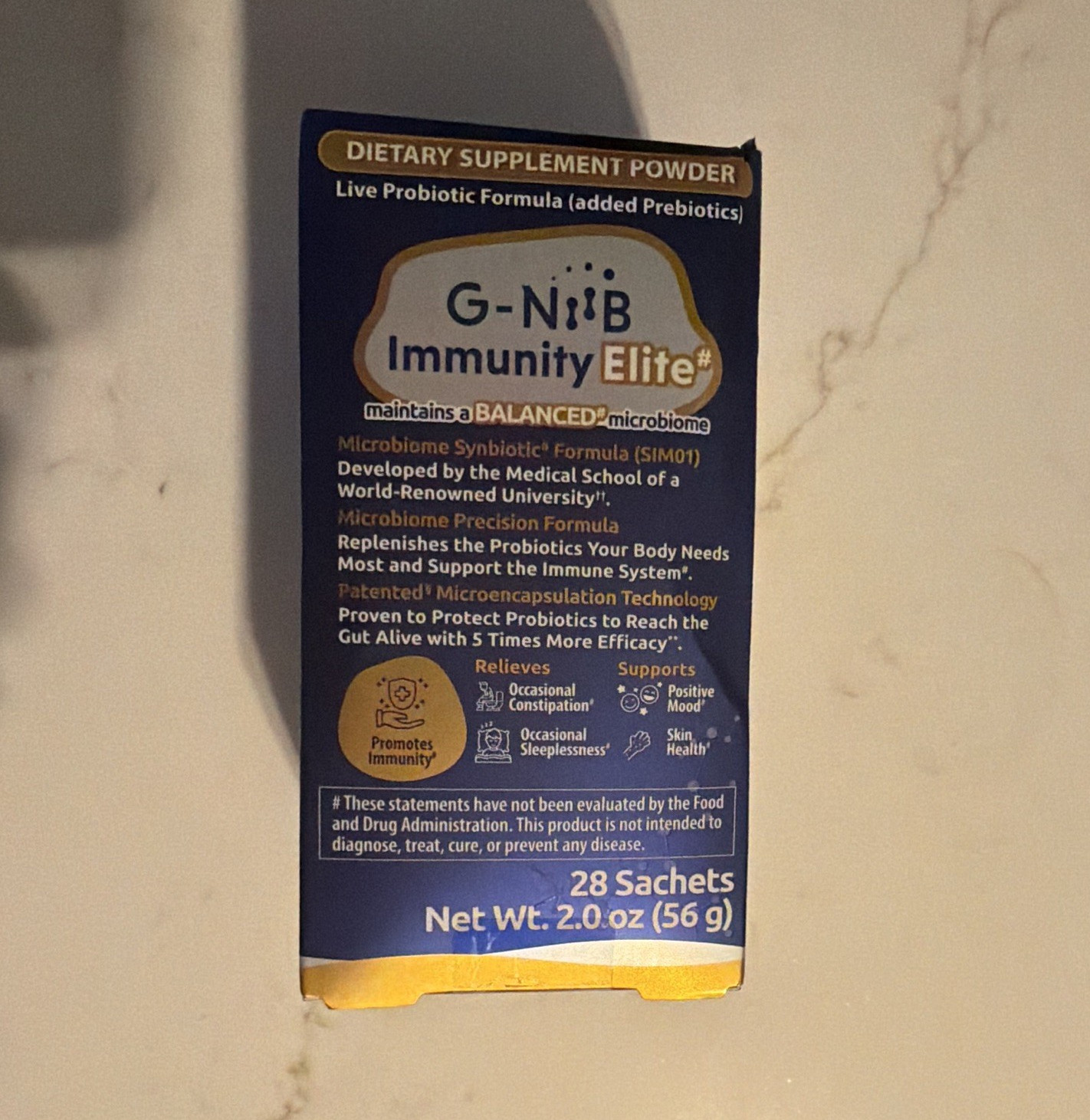 G-NiiB Immunity Elite SIM01 Probiotic Powder Digestive/Immune, 28 Sachets 2oz
