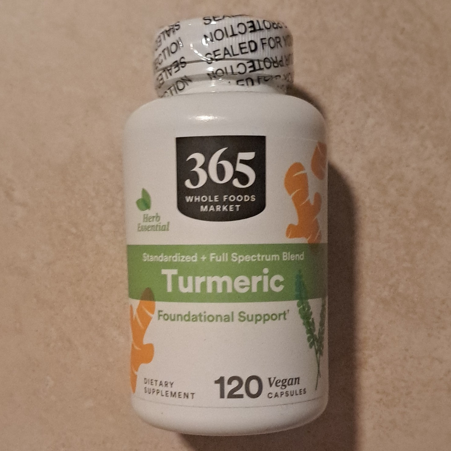 365 Whole Foods Market Turmeric Foundational Support 120 Vegan Caps Exp 08/25/29
