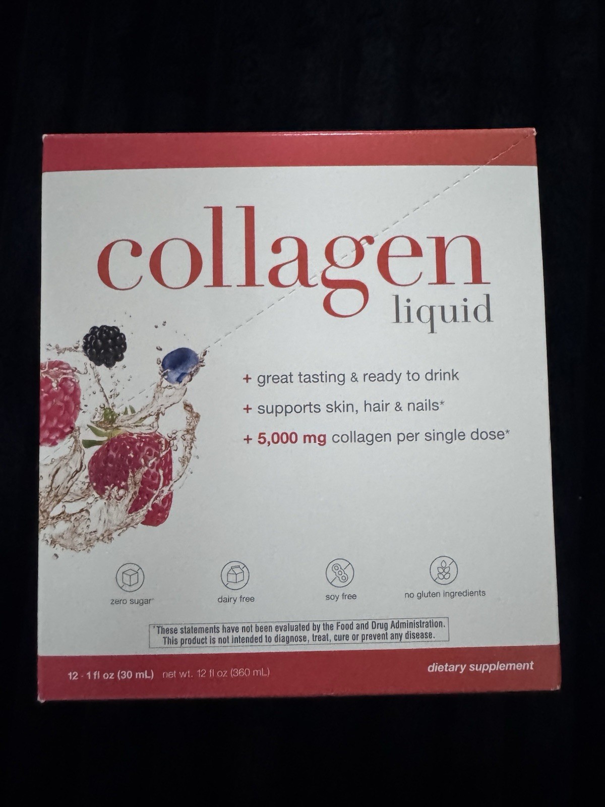 youtheory Collagen Liquid VERISOL Peptides Sugar-Free Berry 12 x 1 fl oz