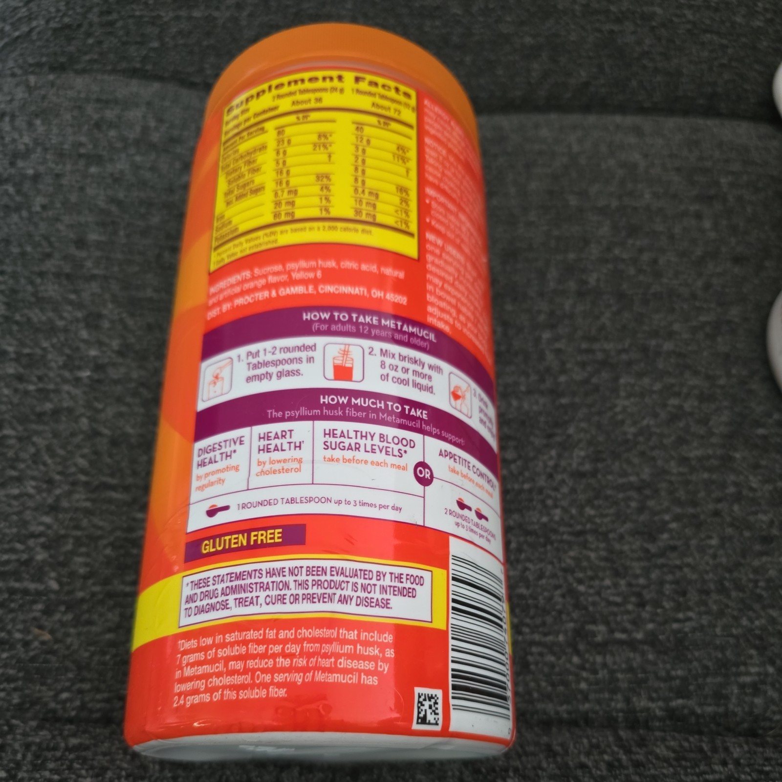 3 pc Metamucil Psyllium Fiber Powder Orange 4in1 Fiber Real Sugar 30 oz (BN46)