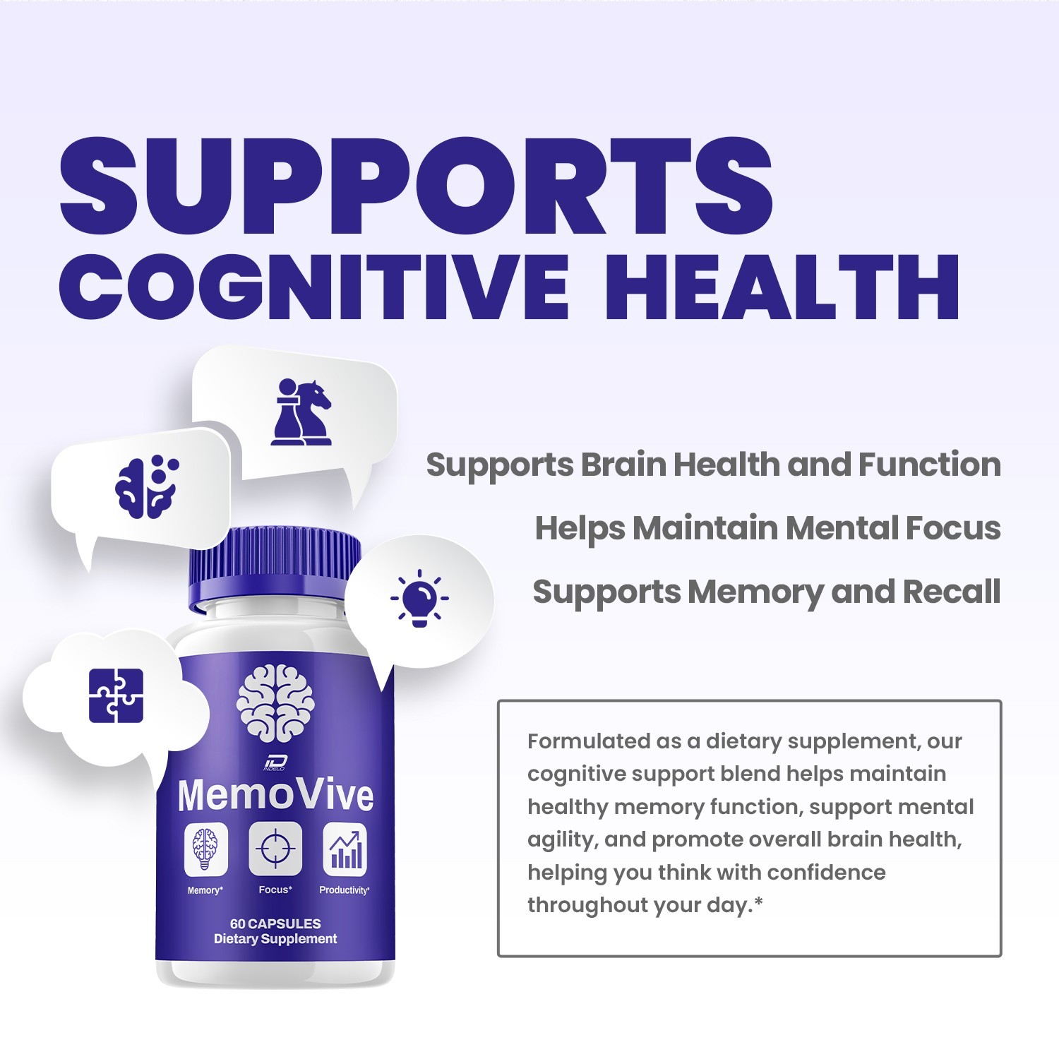 (5 Pack) Memo Vive Supplement Capsules – MemoVive Natural Blend Memory Focus