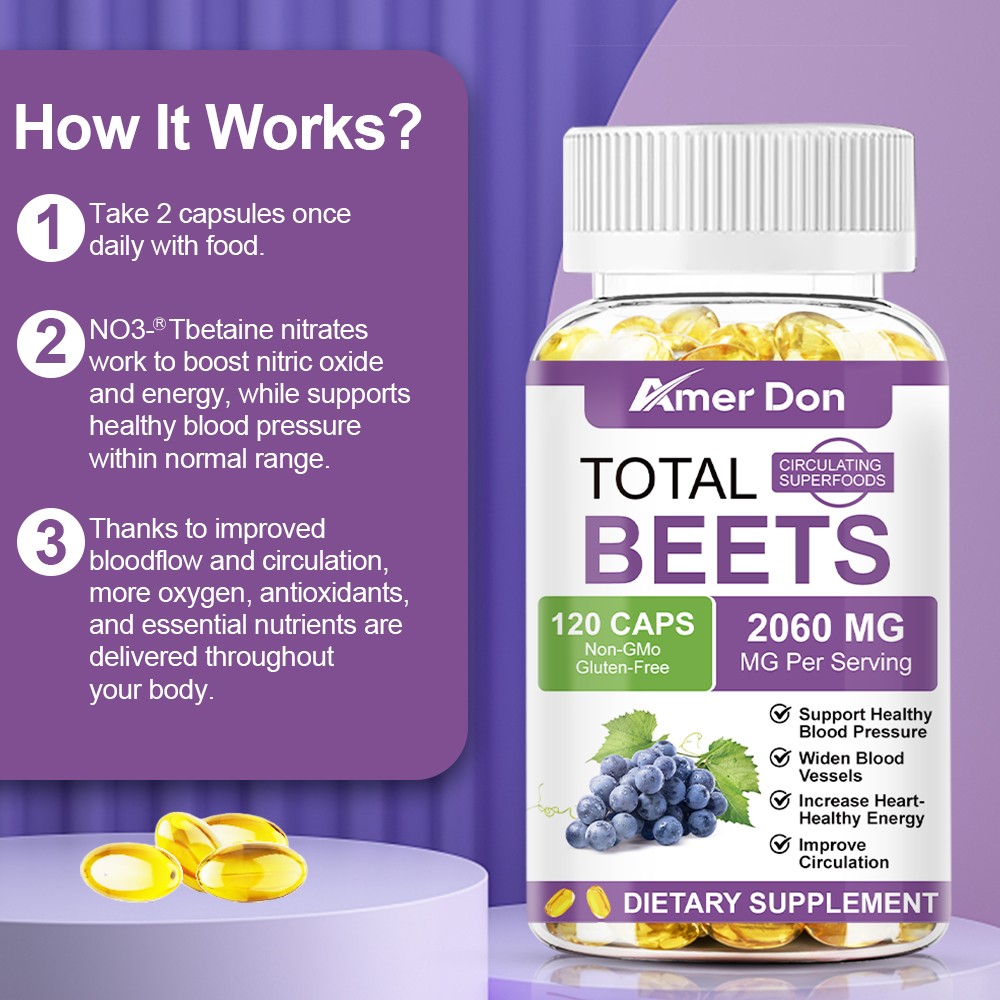 Total Beets Circulation Superfood Beet Root with Blood Pressure Support 120ct