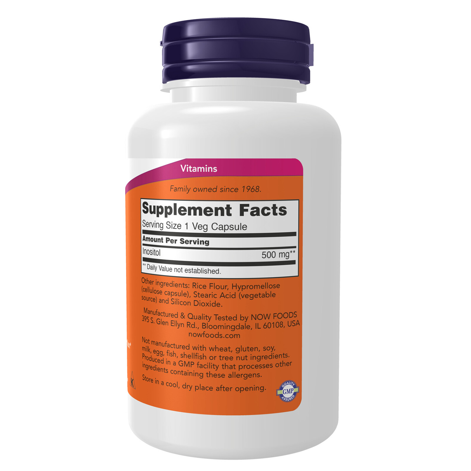 NOW FOODS Inositol 500 mg 100 Veg Capsules