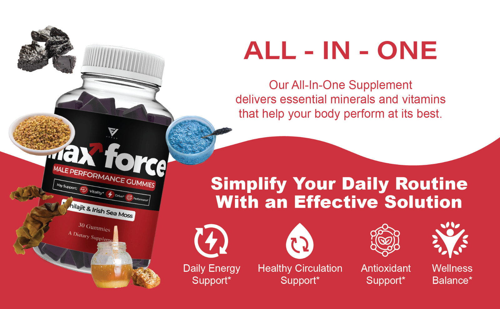 Max Force Male Gummies, MaxForce Performance Supplement (30 Gummies)