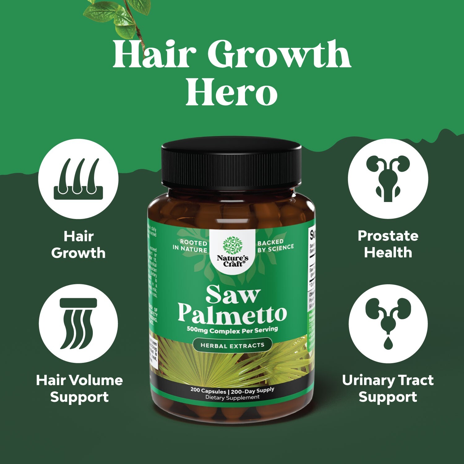 Extra Strength Saw Palmetto Extract – Hair Growth and Urinary Support 200ct