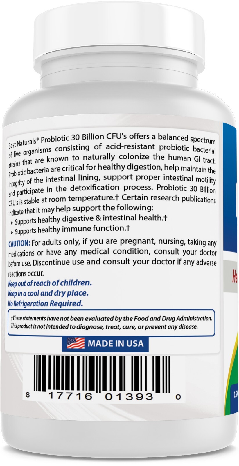 Best Naturals Probiotic 10 Strains & 30 Billion CFU, 120 Veggie Capsules