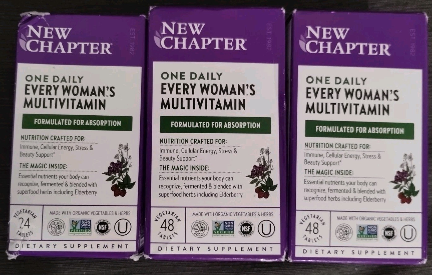 (3) New Chapter One Daily Every Woman’s Multivitamin, 24/48/48 Tablets – 07/2026