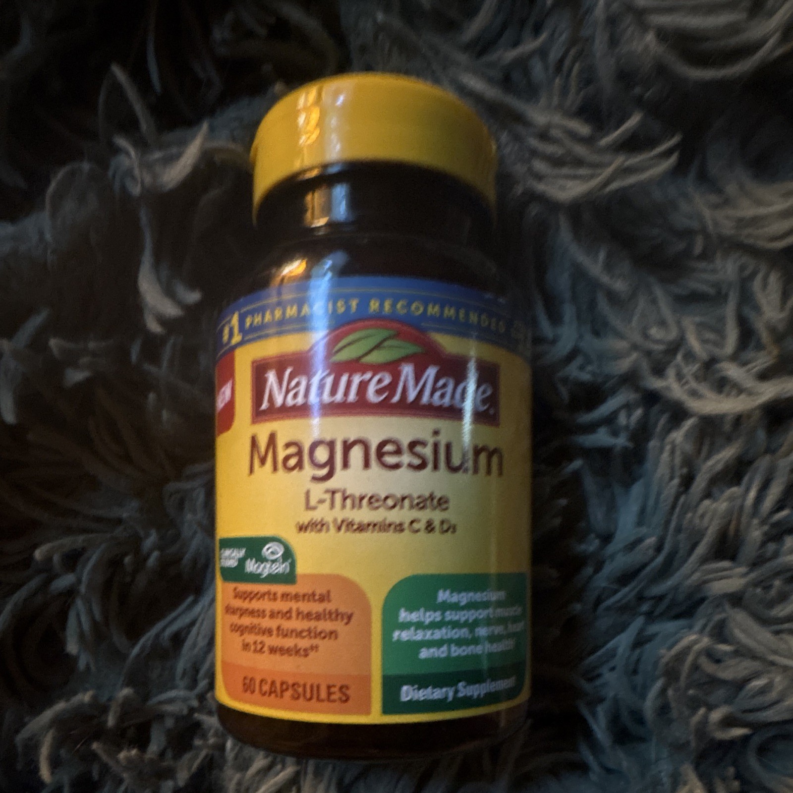 Nature Made Magnesium L-Threonate + Vitamins C & D3 60 Capsules Exp Jul 2027