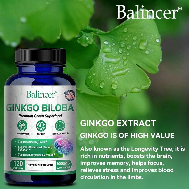 Balincer Ginkgo Biloba Extract 1000mg, 30 To 120 Caps – Gluten Free & Non-GMO