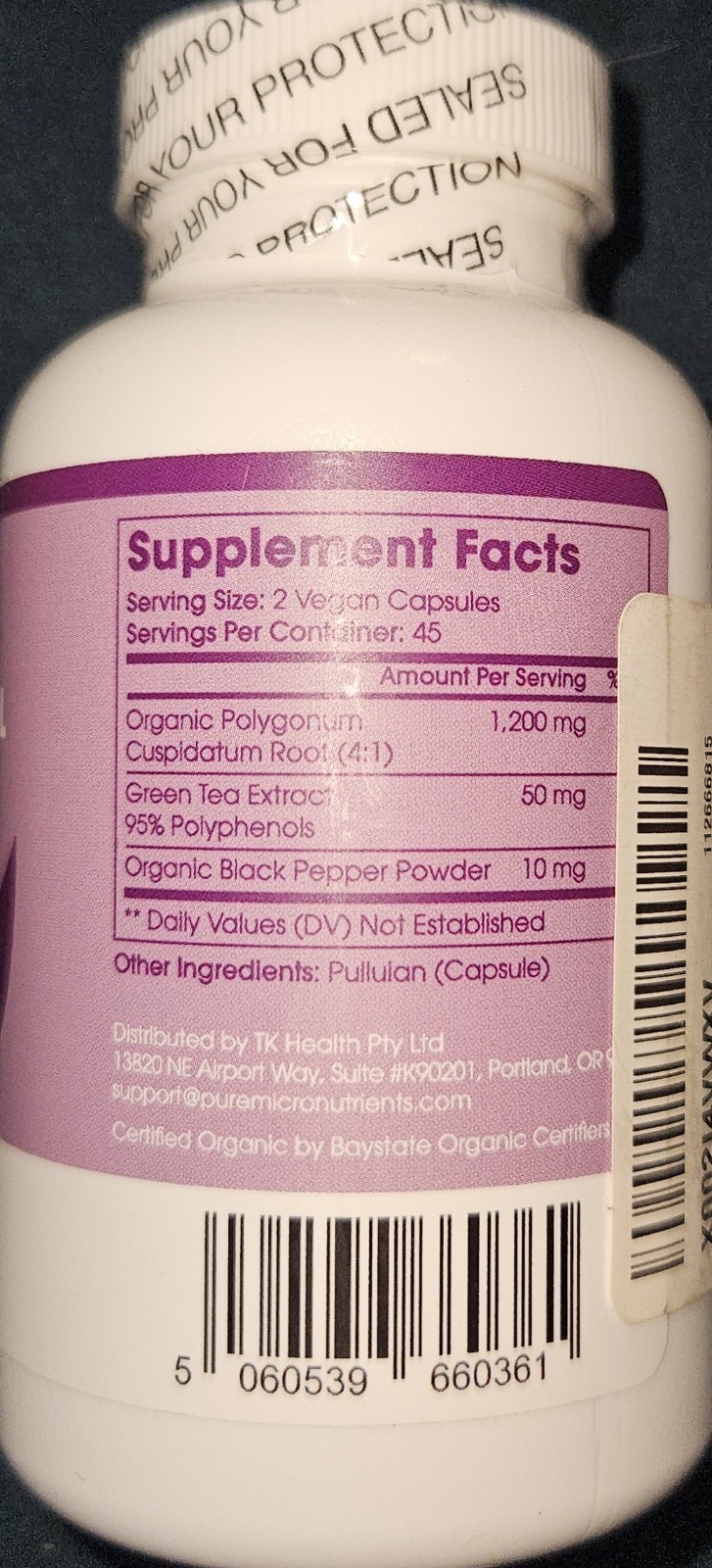 Pure Micronutrients Organic Resveratrol Supplement Trans-Resveratrol Capsules 90