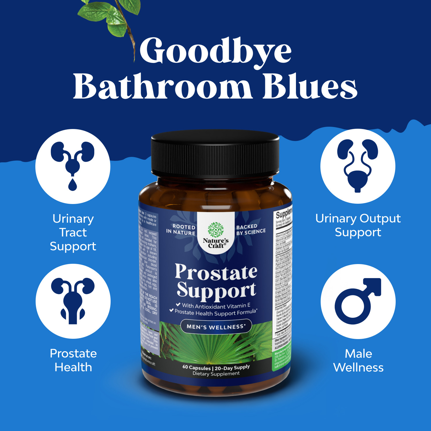 Herbal Prostate Health Supplements for Men with Beta Sitosterol Selenium 60ct