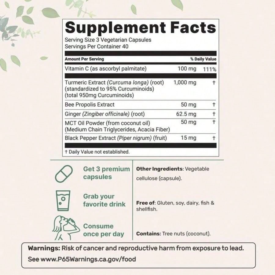 120 Capsules Turmeric Curcumin 1000mgl Extract FREE FAST SHIPPING