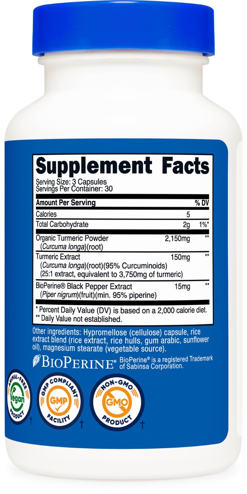 Nutricost Turmeric with BioPerine (2,300mg) 90 Capsules – 95% Curcuminoids