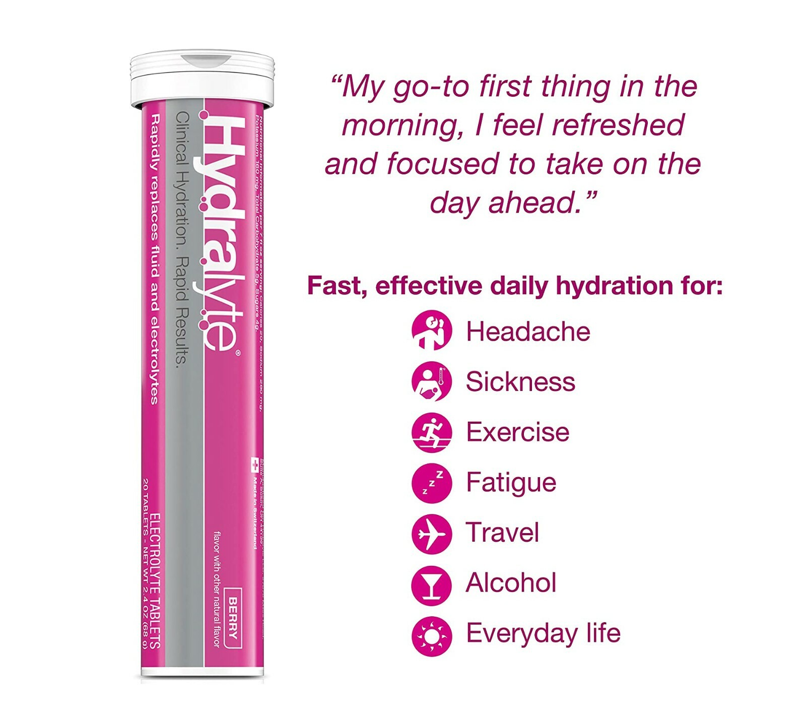 2 x Hydralyte Effervescent Electrolyte Strawberry Kiwi Flavoured 20 Tablets