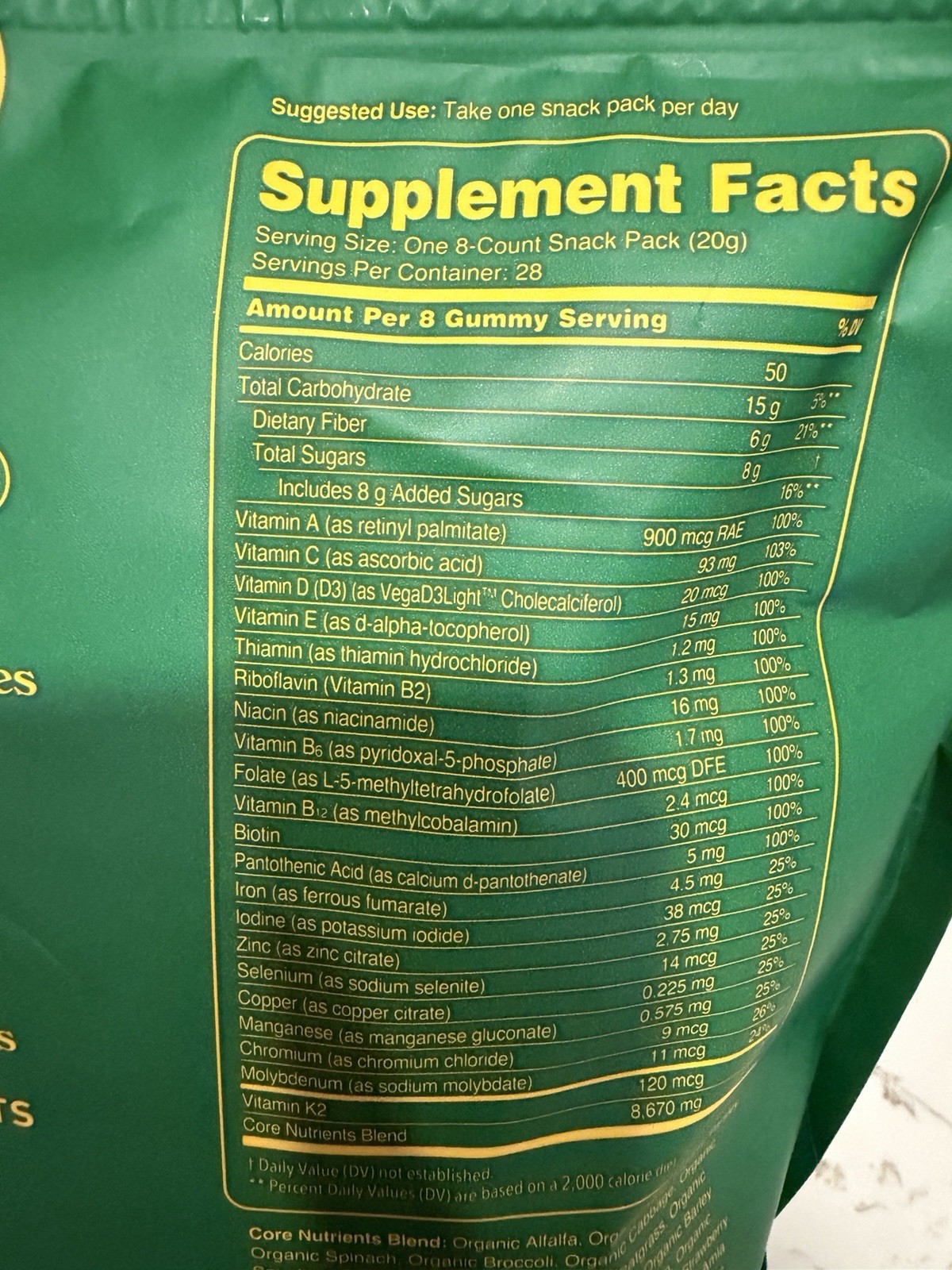 grüns Superfoods Greens Gummies 224 Vegan Gluten Free Nut Free Vitamins A-E Iron