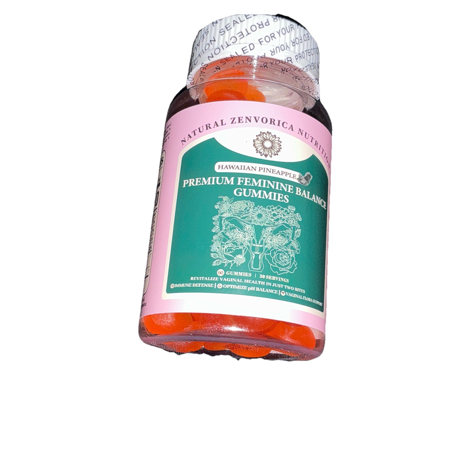 Zenvorica Nutrition Feminine Balance Probiotic Gummies, Hawaiian Pineapple