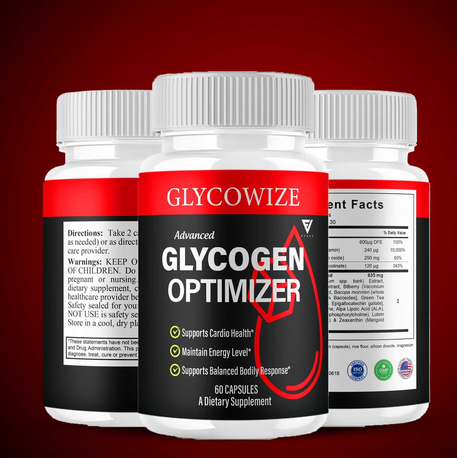 (5 Pack) Glycowize Blood Optimizer Glyco Wize Blood Support Pills (300 Capsules)