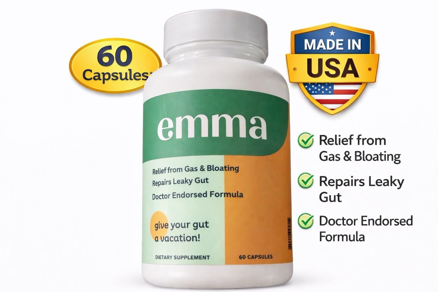 Emma Relief Supplement, Konsciens, Keto Gut, CONSTIPATION, Bloating ~ 60 Cap