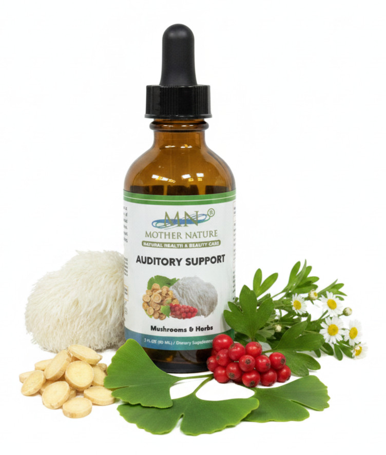 Organic Ear Health Liquid Drops Lion’s Mane Ginkgo Astragalus Hawthorn Berry