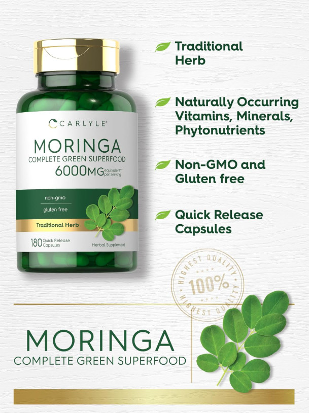 180 Pastillas De Aceite Hoja De Moringa Mejor Suplemento Pastilla Hombre Mujer