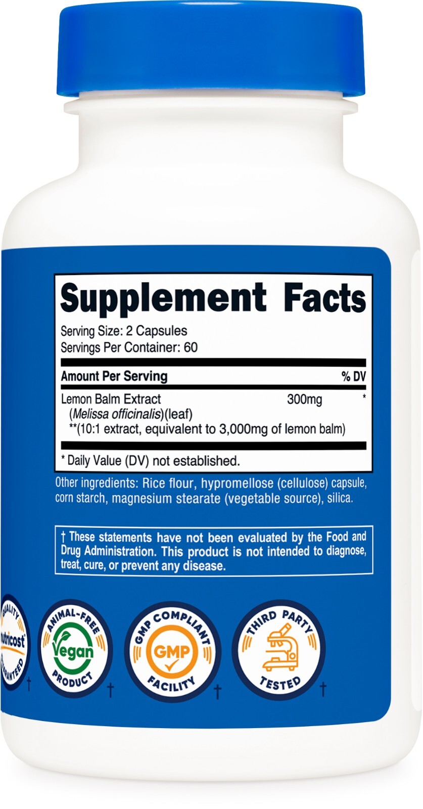 Nutricost Lemon Balm (3,000mg Equivalent) 120 Vegan Capsules – Melissa Leaf