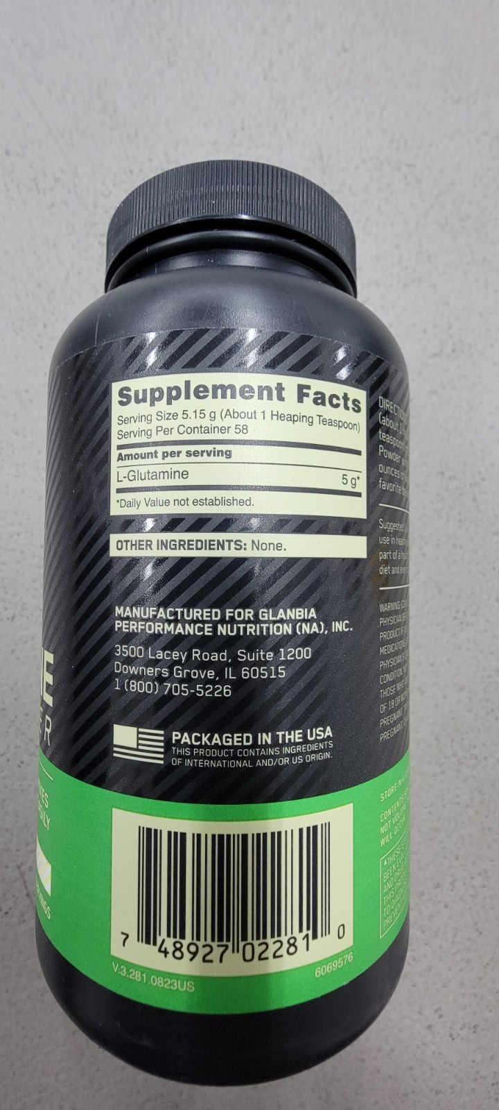 Optimum Nutrition L-Glutamine Powder Unflavored Amino Acid Support 10.58 oz