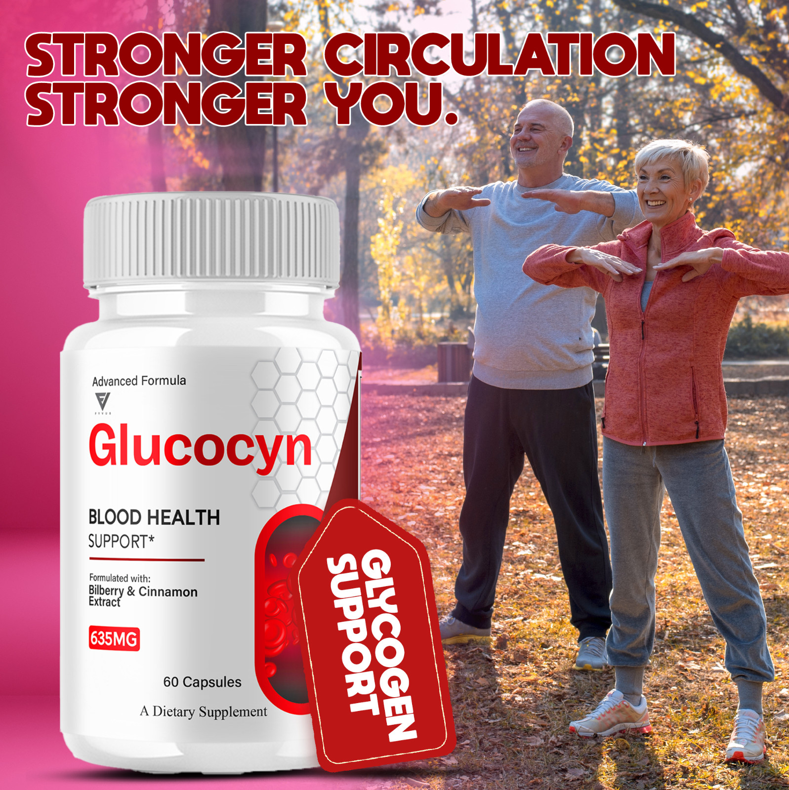 (3 Pack) Glucocyn Glycogen Pills, Glucocyn Advanced Support (180 Capsules)