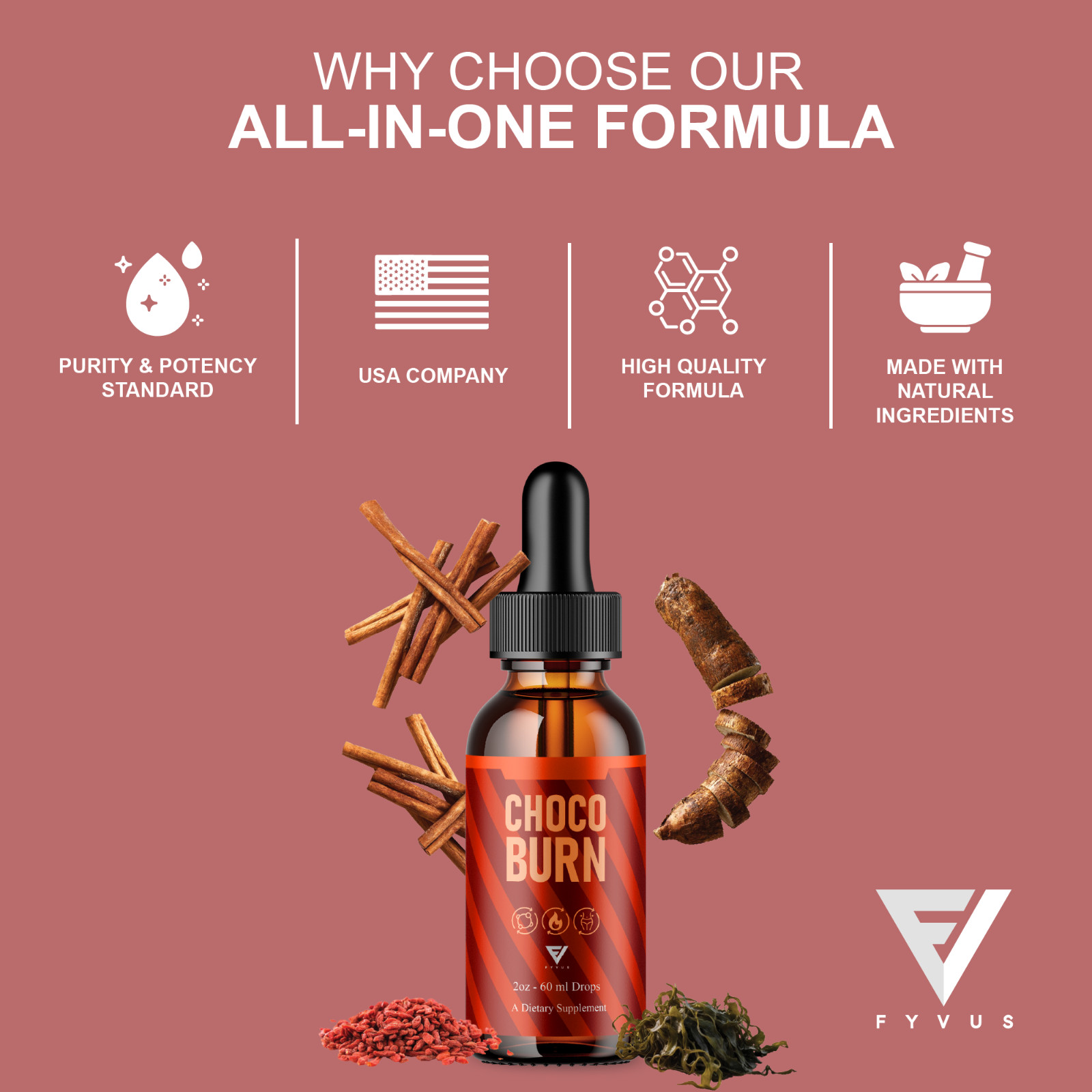 (5 Pack) Choco Burn Premium Weight Management Liquid Drop Supplement (10oz)