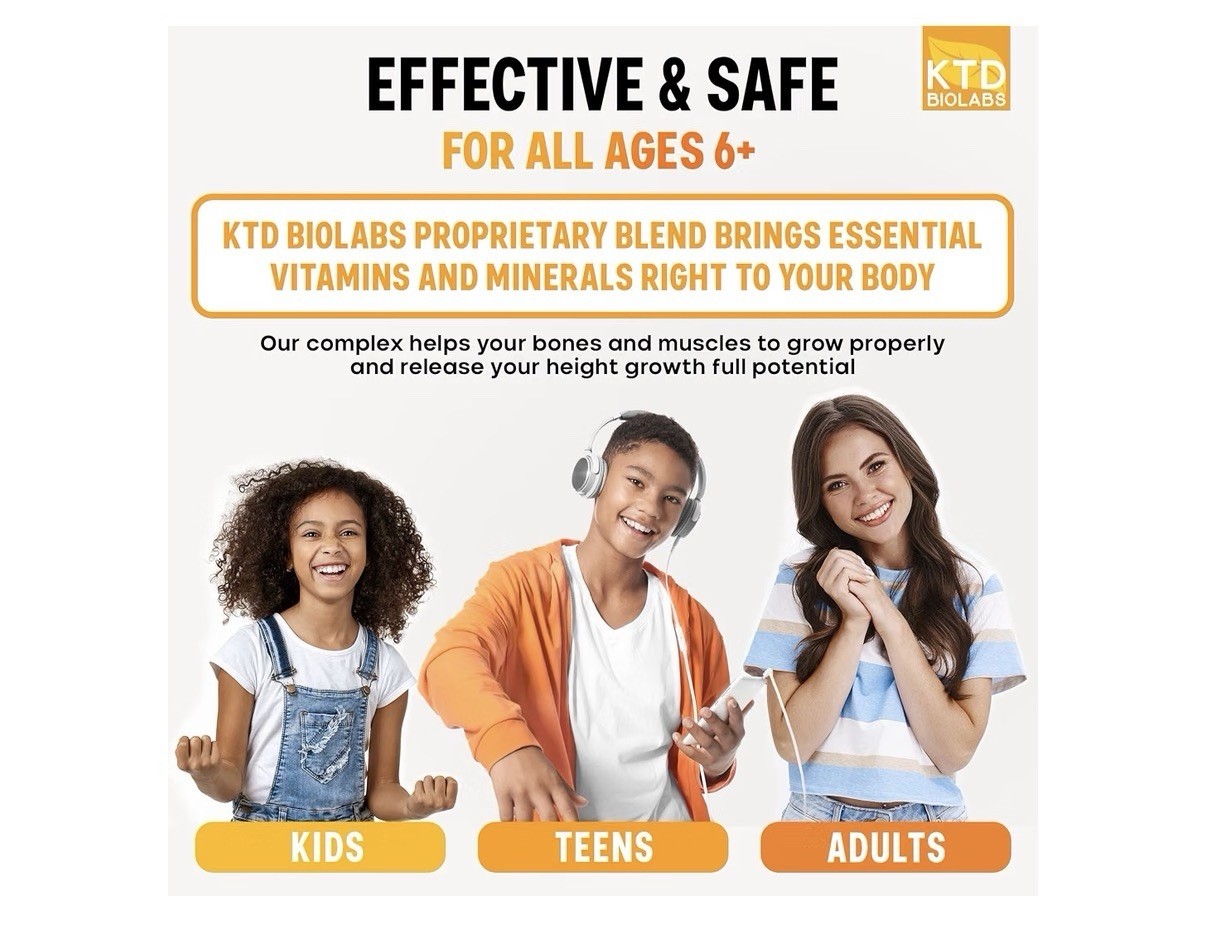 2 Pack KTD BIOLABS Height Growth Support Bone Density For Kids Teens And Adults