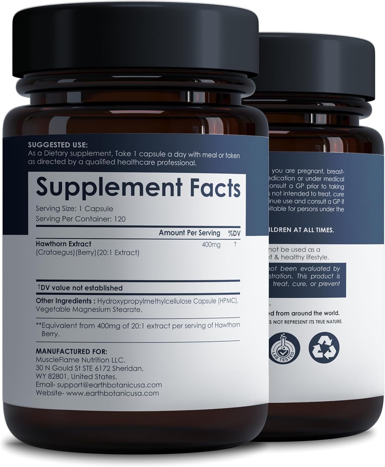 Earth BOTANIC Organic Hawthorn Berry Extract 20:1, 8000 mg Equivalent